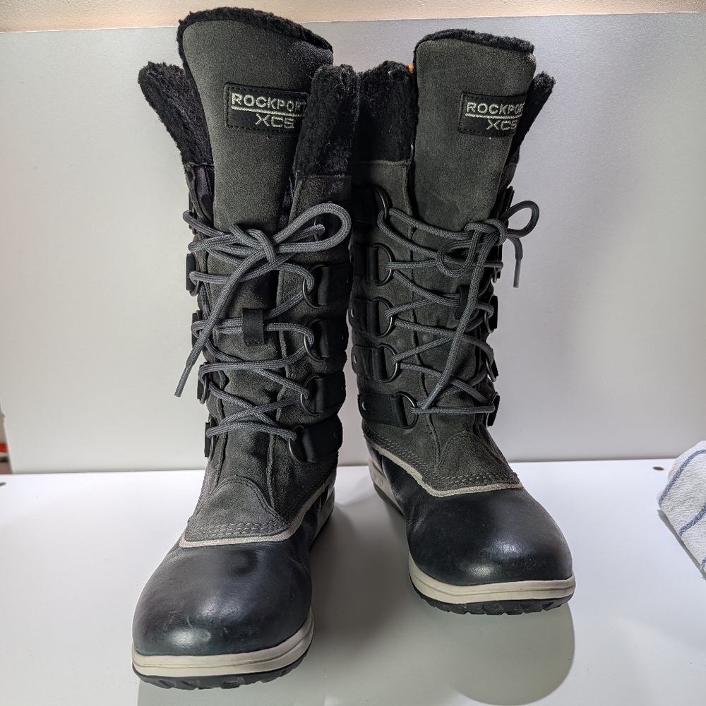 Rockport XCS Women's Black and Gray Lace-Up Winter Boots
